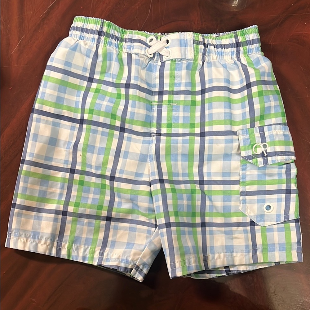 24M Blue and Green Plaid Swim Shorts
